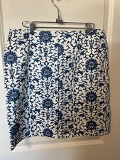 RALPH LAUREN 79 NWT 10/12 SKIRT BLUE WHITE CLASSIC PENCIL LINED RL HOLIDAY NEW