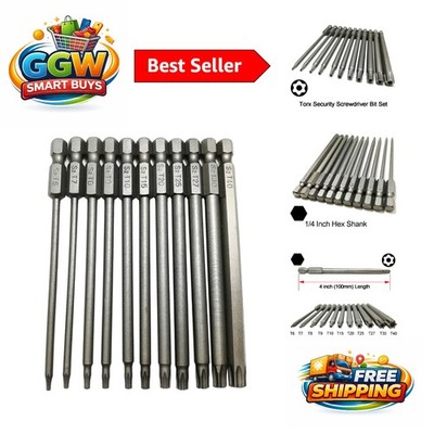 Exquisite 11-Piece Torx Drill Bit Set - Magnetic Heads, 4 Inch, S2 Steel Quality