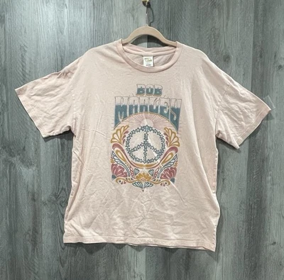 Bob Marley American Eagle Band Tee Peace Sign Graphic Shirt  Pink Men’s Medium - Image 1 of 4