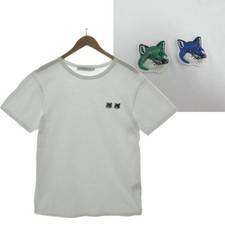 Maison Kitsune Fox Head Patch T-shirt Men Cotton White Green Blue L