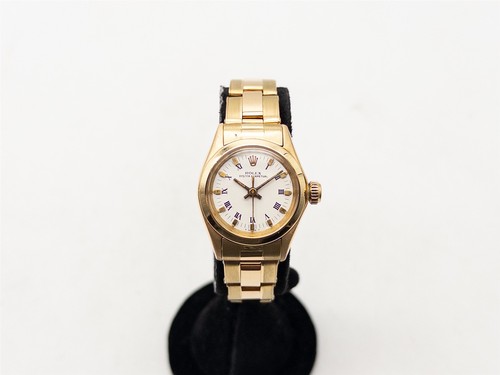 $25,000 ROLEX OYSTER PERPETUAL WHITE DIAL 18k Yellow Gold Ladies Watch SERVICED