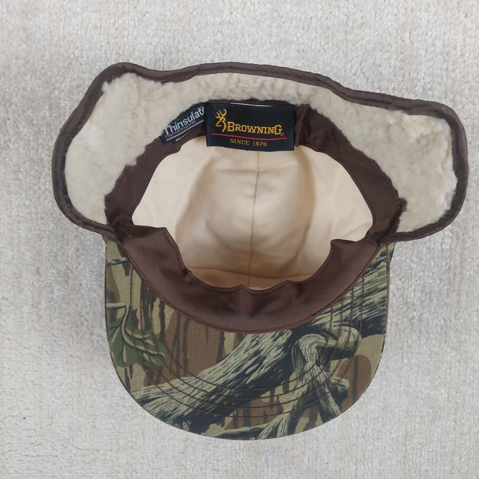 Vintage Browning Large Mossy Oak Camo Trapper Hat Gore Tex Insulated Hunting 90s - Image 3 of 4