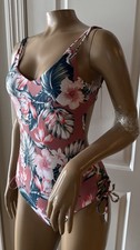 TORI PRAVER One Piece Swimsuit Cut Out Women’s Size S Pink Rose Multi NWT