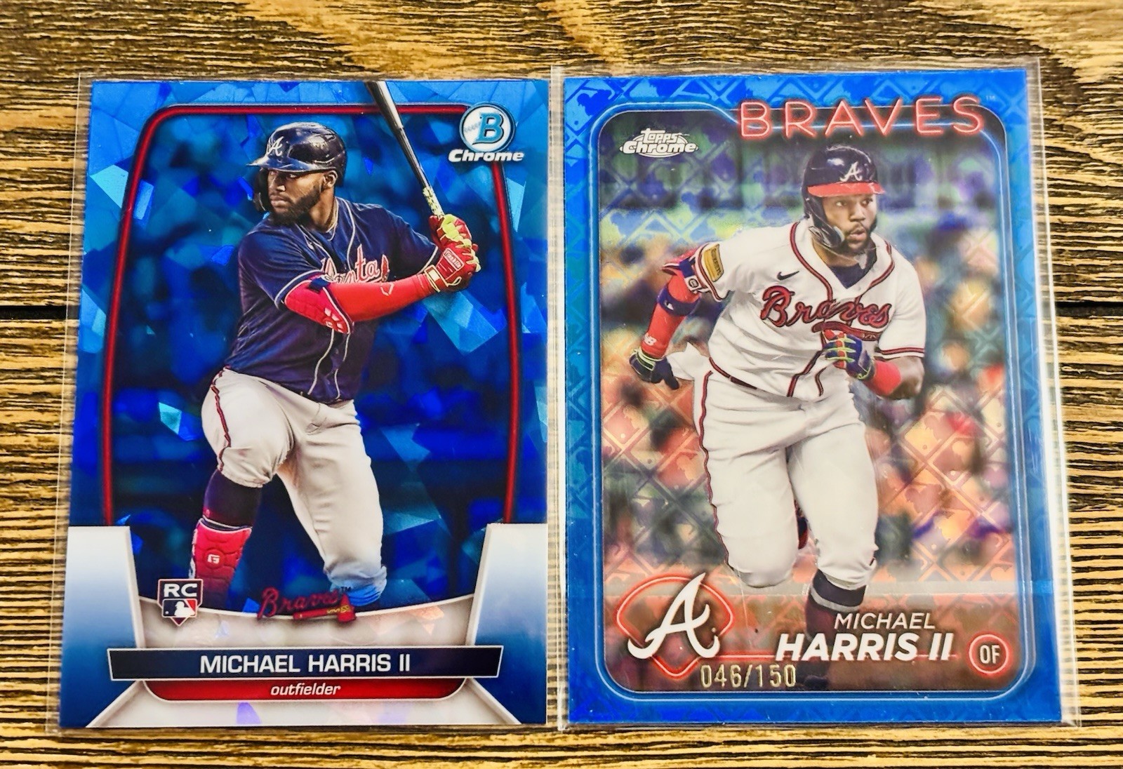 2023 Bowman Chrome Sapphire Michael Harris II RC + 2024 Chrome Logofractor /150