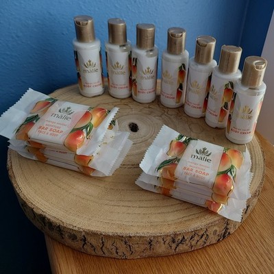 Malie Organics Mango Nectar Body Cream Lotion Mini Travel 7pc 2oz & 7 Bar Soap