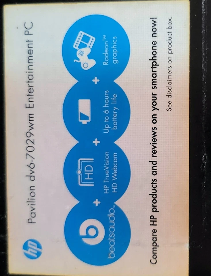 Развлекательный компьютер HP Pavilion dv6-7029wm с 2 небольшими линиями на экране все еще работает - Изображение 2 из 4
