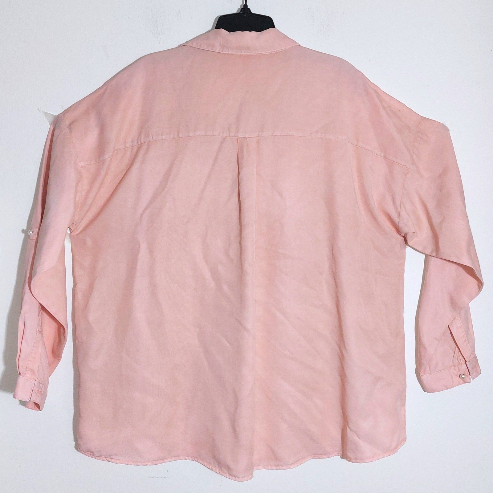 Zara Basic Oversized Peach Tencel Button Down Shi… - image 4