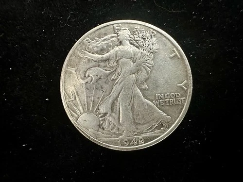 1942 Walking Liberty Half Dollar Very Good Condition 90% Silver Content