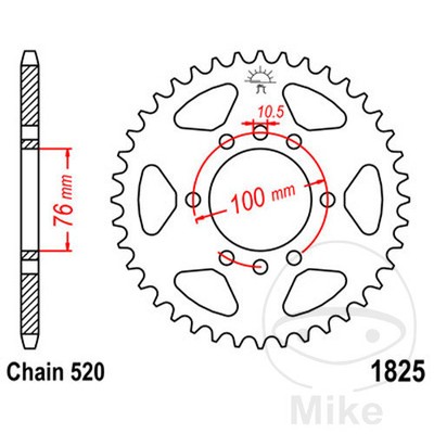 JT SPROCKETS Corona plato transmisión 42T P-520 Ø076 MM Ø100 MM