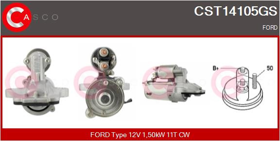 Casco Starter 1.50 KW Passend FüR Ford Mondeo III Turnier 2.0 16V 1.8 CST14105GS-image