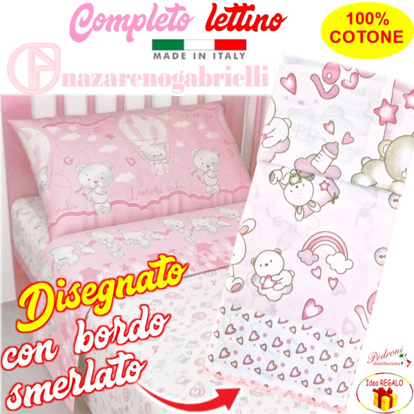Set di Lenzuola per Lettino Neonato 60x120 cm Rosa