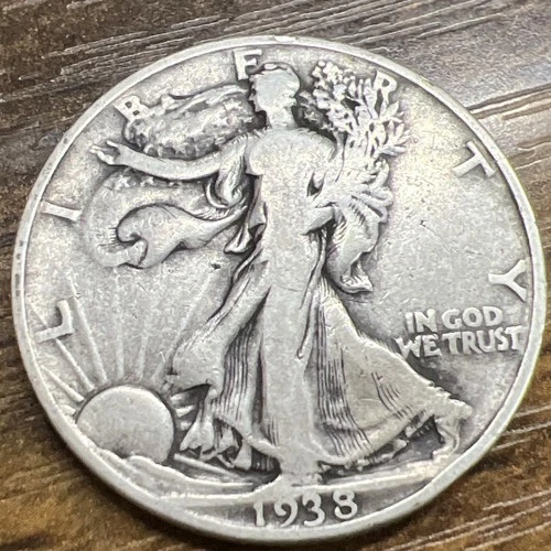 1938 Walking Liberty Half Dollar 50c Silver Actual Coin