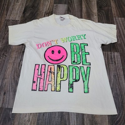 Vintage Large Don t Worry Be Happy 1989 Smiley Face (Stains)