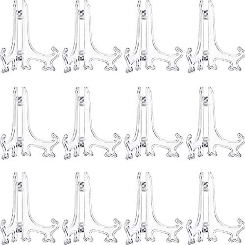 12 Pack Plastic Easel Stand Clear Display Card Plate Stands Photo Holder