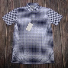 Collars  Co Polo Shirt Mens Small Blue Gingham Dress Collar Performance Golf