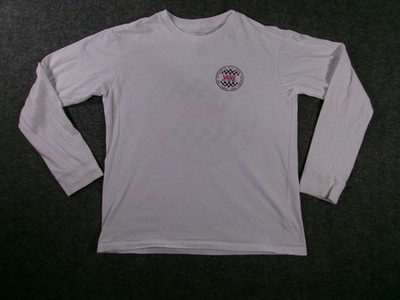 Vans Shirt Men M White Long Sleeve Graphic Checkerboard Logo Off The Wall