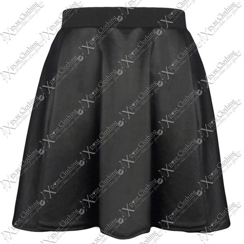NEW LADIES STRETCH WAIST SKATER SKIRT WOMENS MINI PARTY PLAIN FLARED SKIRTS WORK - Picture 15 of 87