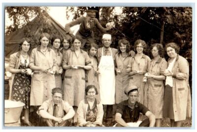c1920's Lyons Best Flour Apron Camping Cooking Humor RPPC Photo Postcard