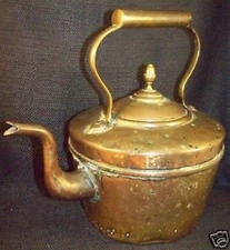 Antique / Primative COPPER TEA KETTLE with Character ~  SEE OUR OTHER LISTINGS 
