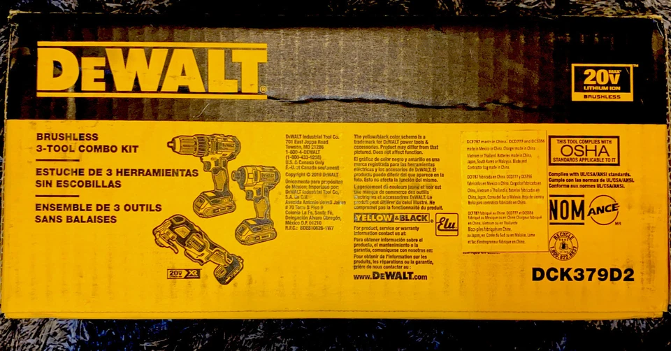 New - DEWALT 20V MAX Brushless Cordless 3 Tool Combo Kit Contractor Bag DCK379D2 - Image 4 of 4