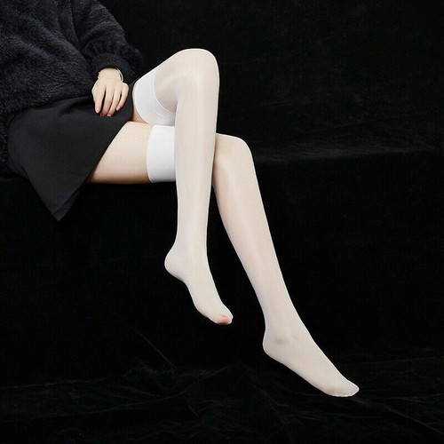 Damen glänzend dehnbar Oberschenkel hohe Strümpfe Nachtclub Strumpfhose Stay Up Strumpfhose - Bild 4 von 24