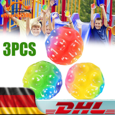 3PCS Astro Jump Moon Ball Gradient Rainbow Ball Bouncing Springball Gummiball DE