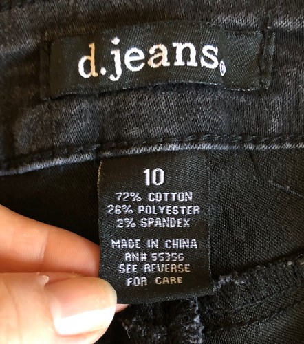 d.Jeans 10 Negro Lavado Ajustado 5 Bolsillos Estilo Cremallera y Botón Frontal Algunos Elásticos - Imagen 6 de 7