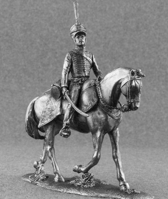 Pewter Miniature Hussar of Russian Army Napoleonic Wars Metal Toy