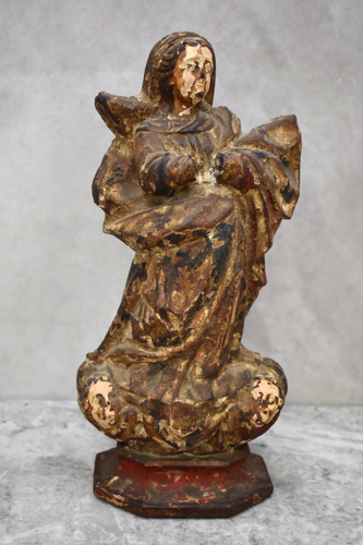 Antique Wood Carved Statue of Mary, Immaculate Conception, Very Old! (CU337) - Picture 8 of 17