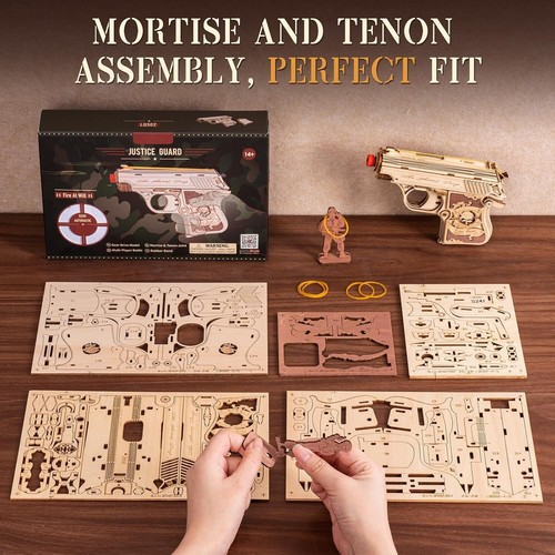 ROBOTIME 3D Puzzle Holz DIY Mini Gun Modell Spielzeug für Kinder Junge Geschenk - Bild 8 von 9