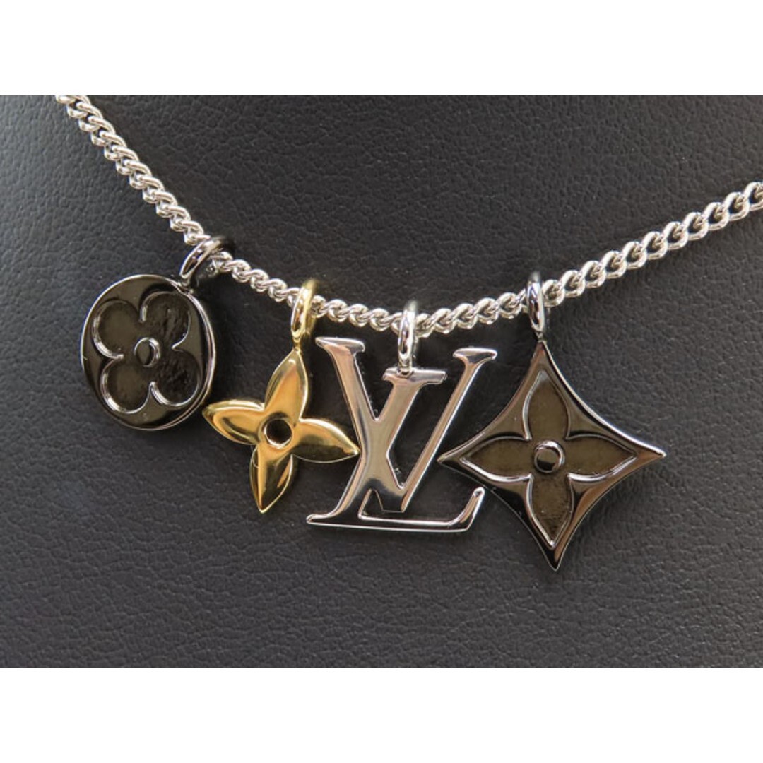 送料込 希少【LOUIS VUITTON】LV Instinct necklace Silver Gold LOUIS VUITTON Necklace LV Instinct Silver Gold 50-60cm Used