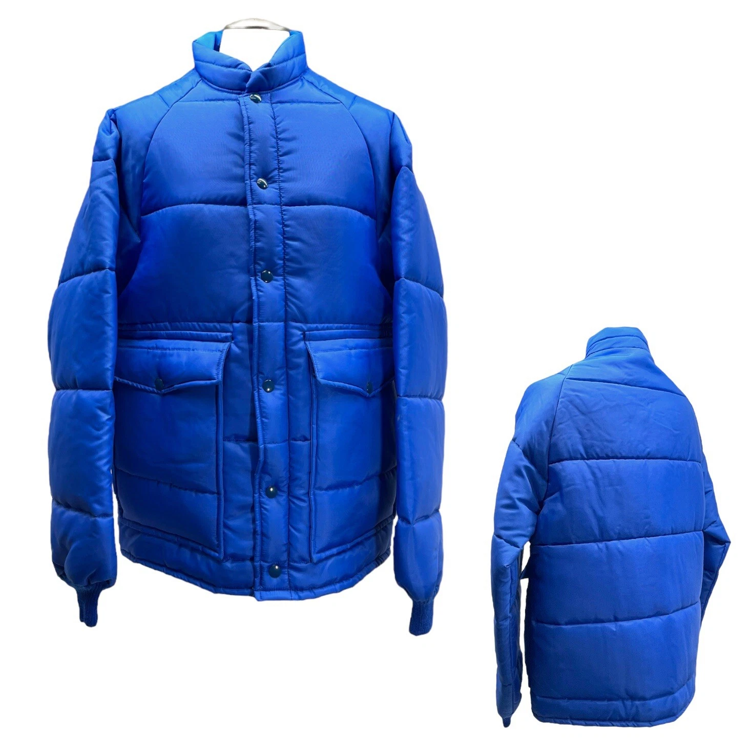 Vintage 70s HORIZON SPORTSWEAR Unisex M Puffer Jacket Coat Pockets USA BLUE NOS