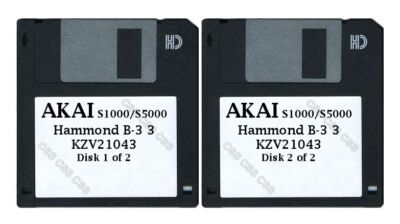 Akai S1000 / S5000 Set of Two Floppy Disks Hammond B-3 3 KZV21043
