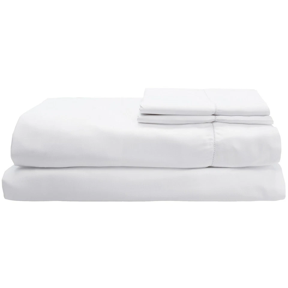 Juego de sábanas dobles blancas Sferra Matteo 3 piezas sólido 100 % algodón satén 300TC Italia NUEVO Foto 4 de 4