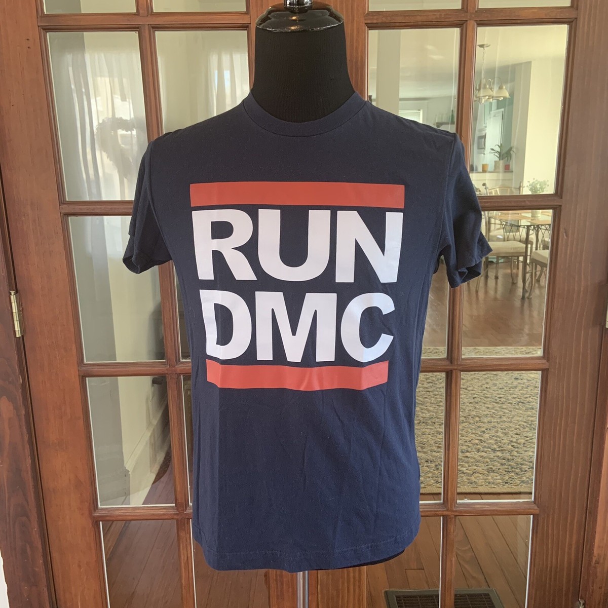 RUN DMC Classic Original Logo Blue Shirt Size Medium Tee Hip-Hop 