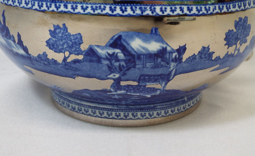 VTG Wedgwood FALLOW DEER BLUE Tea Pot & Lid EXCELLENT Platinum Luster Silver - Picture 4 of 24