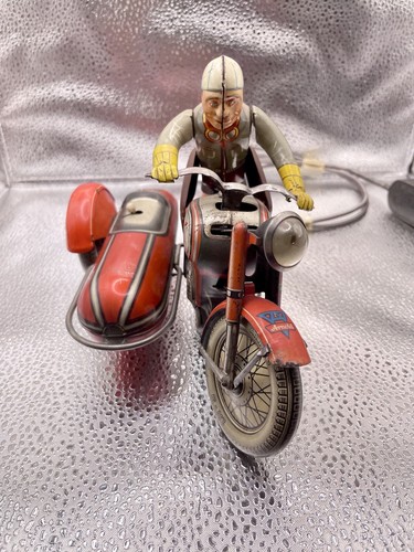 Arnold Mac Moto con Sidecar Giocattolo di Latta Antico e Rarità Motorcycle Bike - Foto 4 di 10