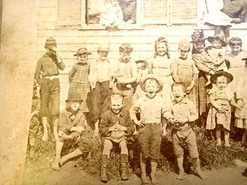 Stereoview FOTOKARTE 1800er OPERENTRAINING Kinder SCHULE KLASSE 1889