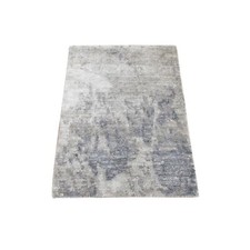 2'x2'10" Gray Wool with Silk Modern Abstract Design Hand Knotted Mat Rug R80433