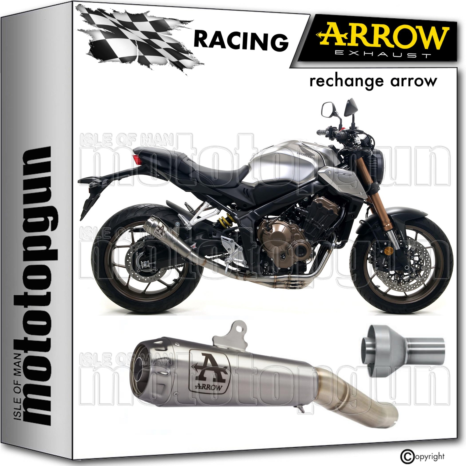 Échappement racing titane Arrow avec silencieux dbkiller amovible pour moto Honda CB650R 19
