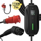 Câble de charge EV type 2 11kW 16A 7m 3 phases CEE + adaptateur Schuko 3.6kw DACIA SPRING