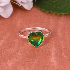 Solid 925 Silver Valentine's Day Ring Gift For Love With Chrome Diopside Quartz