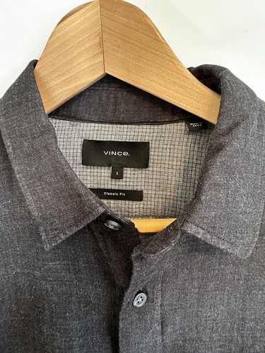 Camicia uomo Vince nera doppio strato tasca bottoni S cotone designer - Foto 6 di 17