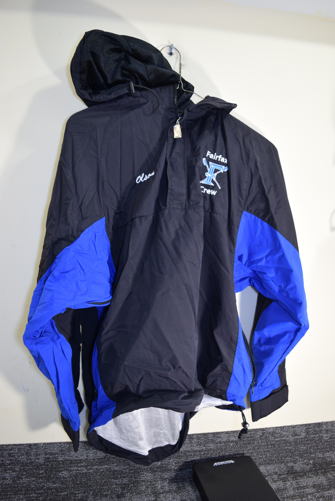 FILA Giacca Fairfax VA High School ADULT M Crew Rowing Team 1 4 Zip Nero Blu OLSON