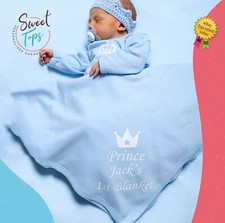 Baby's 1st Blue Blanket Personalised
