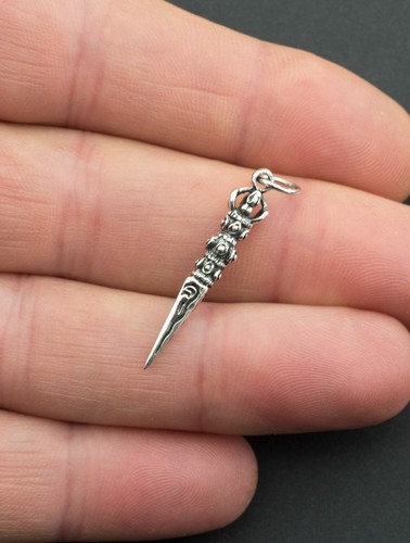 Pendente Phurba Argento 925 - Rituale Buddista Purba Di 2 Gr. E H 3 Cm # 26282 - Picture 2 of 4