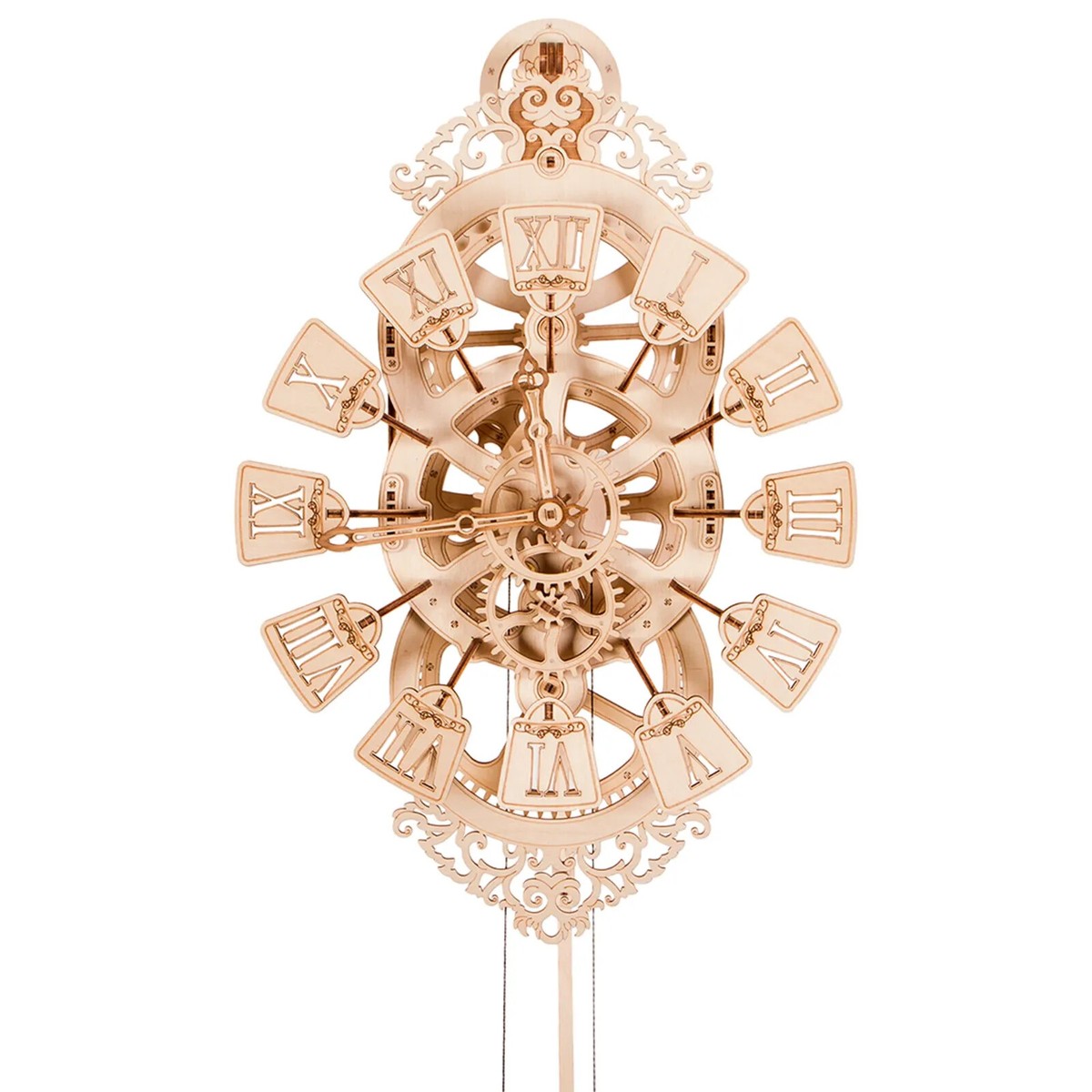 3D Mechanical Puzzle Wood Trick Pendulum Wall Clock DIY Kit - 42 Inch ...