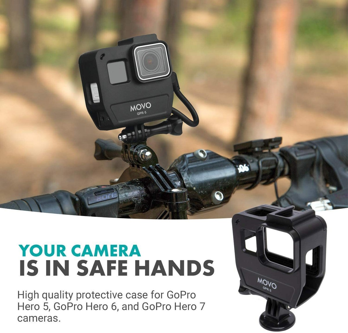 Movo GPR-5 Media Housing GoPro Case Compatible with GoPro HERO5, HERO6,  HERO7