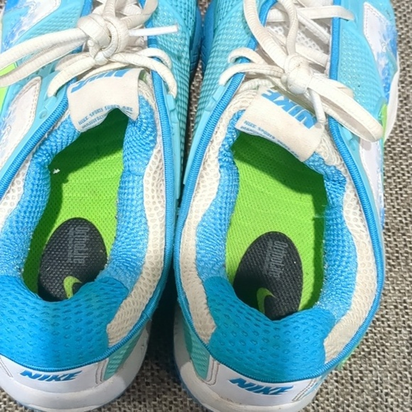 Nike trainers sneakers ortholite blue lime green and white Women's 9
