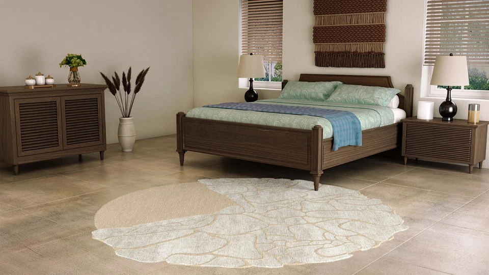 Hand Tufted Area Rug for Living Room, Dining Room, Modern Round Wool & Silk Rugs - Image 3 of 4